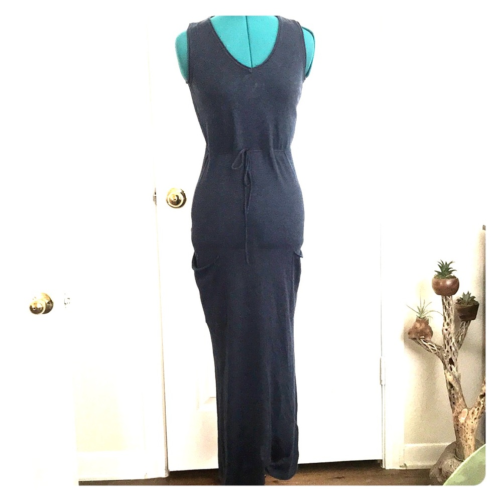 Maxi dress, smoky blue, soft knit fabric
